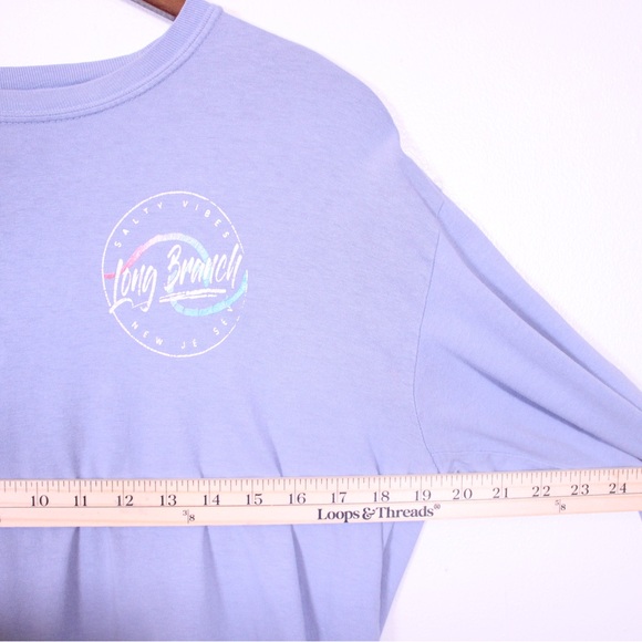 Comfort Colors Long Sleeve Tee Men’s M Light Blue Graphic Logo Shirt - Picture 6 of 14